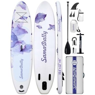 Imagem de SAMADALLY Pranchas De Stand Up Paddle Infláveis 10,6 Pés, Prancha 32 Polegadas Para Todos Os Níveis Habilidade Com Acessórios Completos Sup Infláveis, Bomba Manual, Bolsa À Prova D'Água, Nadadeira R