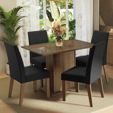 Imagem de Conjunto Sala De Jantar Mesa Tampo De Vidro 4 Cadeiras Zion Madesa Rustic/oxford