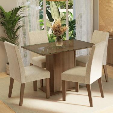 Imagem de Conjunto Sala De Jantar Mesa Tampo De Vidro 4 Cadeiras Zion Madesa Rustic/imperial