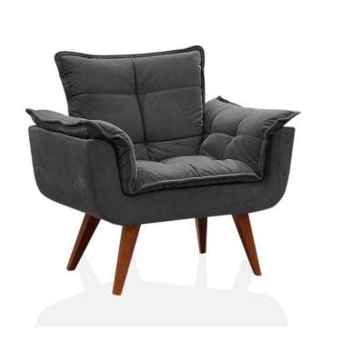 Imagem de Poltrona Decorativa Opala Sala De Estar Suede Grafite