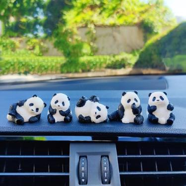 Imagem de Decorações de painel de carro panda fofas, 5 peças engraçadas de panda brincando acessórios de espelho retrovisor, decoração de console central, acessórios de carro para mulheres/homens
