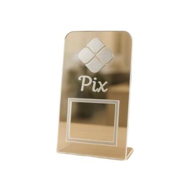 Imagem de Display Placa Qr Code Mesa Acrílico Espelhado Plaquinha(Pix Transparente Com Prata,5 Unidades)