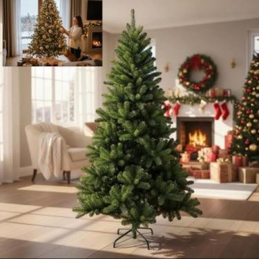 Imagem de Árvore De Natal Grande Verde 2,10m Pinheiro 800 Galhos Luxo Cheia Realista Base de Ferro Resistente