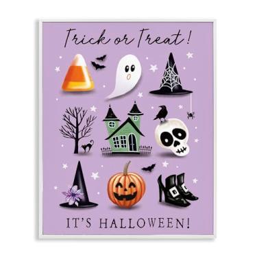 Imagem de Stupell Industries Trick Or Treat It's Halloween Gray Framed Giclee Art, design por Elizabeth Tyndall, 20 x 16