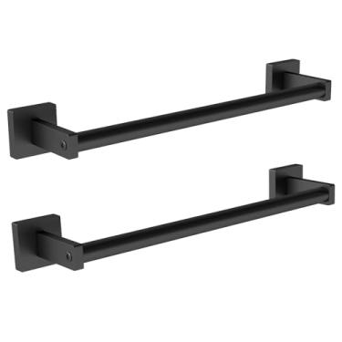 Imagem de MKO Barra de toalha para banheiro, suporte de toalha de mão preto com metal, toalheiros de 40 cm para cabide de banheiro montado na parede para cozinha doméstica, pacote com 2