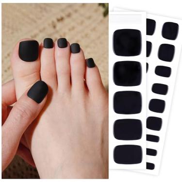 Imagem de DANNI & TONI Tiras de unhas de gel semicuradas preto fosco (veludo preto) cor sólida esmaltado gel pedi Wraps 37 adesivos