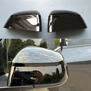 Imagem de ZiWen Capa de espelho retrovisor de porta preta brilhante de fibra de carbono esportiva para Tesla Model Y Juniper 2026 2027 (preto brilhante)
