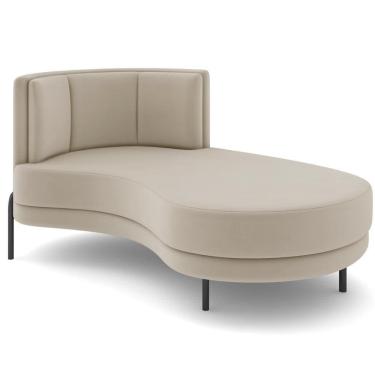 Imagem de Chaise Longue Divã 164cm Braço Esquerdo Logus D06 Veludo Bege - Mpozenato