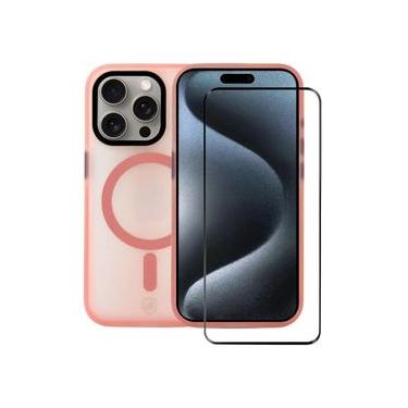Imagem de Kit Capa Magsafe Pro Rosa e Pelicula Ultra Glass para iPhone 15 Pro - Gshield