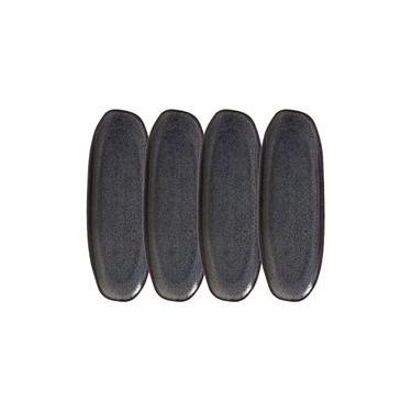Imagem de Conjunto de Travessas Oval Rasa Grande Porto Brasil Orgânico Titanium 36x13cm - 4 Peças