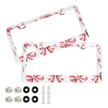 Imagem de SEHANY Lindas molduras de placa de licença de arco rosa, capas de moldura de alumínio à prova de ferrugem com orifícios elípticos e parafusos, serve para acessórios de carro de tamanho padrão de