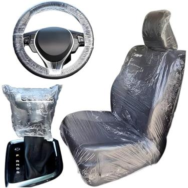 Imagem de sound-way - 20 peças protetor de carro descartável de plástico EUA e protetor de carro descartável, capa de assento, capa de volante, capa de engrenagem para garagem mecânica