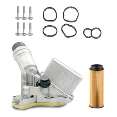 Imagem de 11428583895 Conjunto de filtro de óleo de alumínio carcaça do refrigerador de óleo do motor compatível com BMW M240i 340i 440i 540i 640i 640i 740i xDrive BMW X3 X4 3.0L #11-42-8-583-895,11 42 8 5833