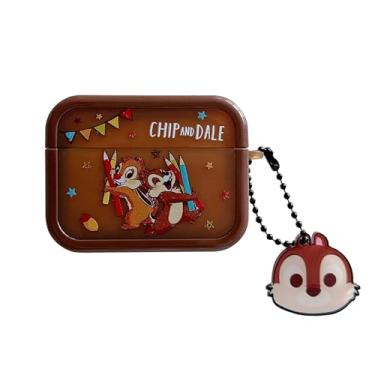 Imagem de Capa de TPU macio com pingente de corrente para Apple AirPods 4 4ª geração 2024 Chip N Dale esquilo animal desenho animado anime cor marrom vintage, retrô, legal, divertido, adorável, crianças