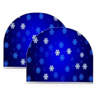 Imagem de Qilmy Porta-guardanapos acrílico gradiente flocos de neve, suporte de lenços de mesa independente, dispensador de papel de coquetel para cozinha, jantar, restaurante, bar, decoração, 2 unidades