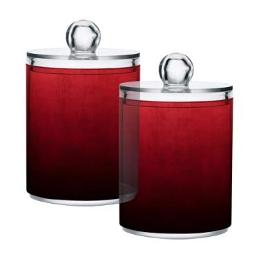 Imagem de Qilmy Suporte Qtip vermelho escuro sólido, pacote com 2, frascos de boticário de 400 ml, vasilha organizadora de banheiro para cotonetes, bolas de algodão, almofadas de maquiagem, fio dental, sais de