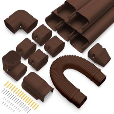 Imagem de Windspeed Mini conjunto de capa de linha dividida 7,6 cm 3 m AC capa de duto de tubo de linha para unidades externas mini parede dividida, condicionador central de ar, HAVC e bombas de calor (café