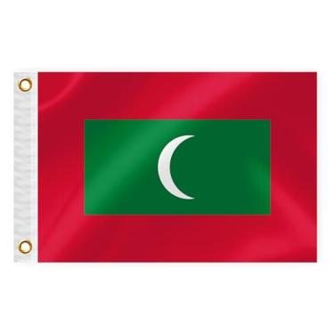 Imagem de Bandeira náutica de barco das Maldivas 30 x 45 cm bandeira marinha dupla face das Maldivas Nylon pequeno iate vela pontão ATV bicicleta caminhão motocicleta bandeira com 2 ilhós de latão