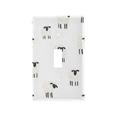 Imagem de Wassud Placa de cobertura para interruptor de luz, lindas capas decorativas de ovelhas de desenho animado, placa de parede para tomadas elétricas, interruptor único, 11 x 6 cm