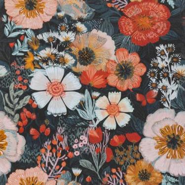 Imagem de Abyssaly Papel de parede vintage Peel and Stick Boho Floral Contato Papel Marinho/Rosa/Laranja Folha de Flor Removível Mural de Parede Autoadesivo para Banheiro Quarto Armário Gaveta Cobertura 43,9 cm