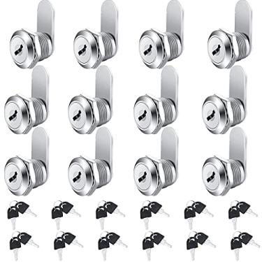 Imagem de 12 Peças de Trava Arremesso Armário com Chave Semelhante Cilindro Liga Zinco Gaveta Segura Arquivo Travamentos Chaves para Cofre Caixa Ferramentas RV Escritório Lar Escola