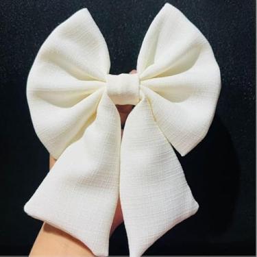 Imagem de Laço de Cabelo Feminino com Bico de Pato Adulto Acessório de Moda em para Penteados (Off-white,ADULTO)
