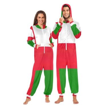 Imagem de Joitme Pijama masculino com bandeira de Omã para adultos, pijama feminino fofo, peça única, Bandeira de Omã, M