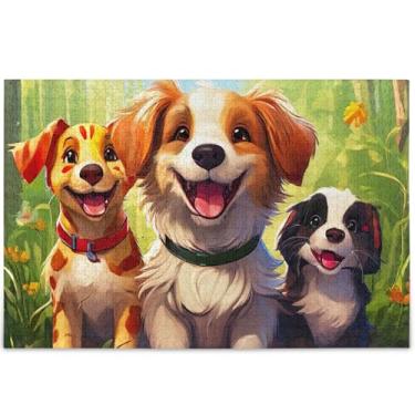 Imagem de Quebra-cabeça de cachorro fofo filhote feliz adulto personalizado 1000 peças de elefantes brancos presentes quebra-cabeça divertido mordaça presente paisagem arte animal, 75 cm x 50 cm