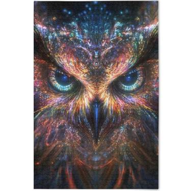 Imagem de Quebra-cabeça personalizado com estampa de animais de coruja fantástica para adultos, 500 peças, arte floral animal, família, divertido, quebra-cabeça, jogos, presentes tecnológicos, 52 x 37,8 cm