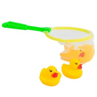 Imagem de Brinquedo Infantil Bebê Premium Para Banho, Rede de Pesca Bichinho de Vinil 4 Peças, Felix Magazine (Patinho)