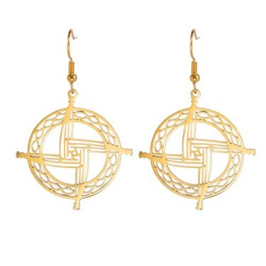 Imagem de TEAMER Brincos pendentes de cruz celta de Santa Brígida Tradicional Irlandesa Santa Brígida Amuleto Joias Talismã Irlandesas para Mulheres, 35*37mm, Aço inoxidável, Sem pedra preciosa