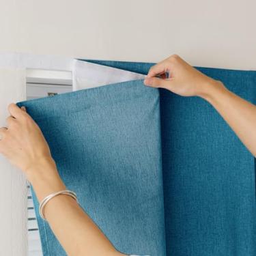 Imagem de Cortinas autoadesivas 100% blackout, persiana preta para janela, coberturas temporárias de tecido, cortinas fáceis de pendurar, sem necessidade de haste, uso para quarto, cozinha, L 152 x C 152 cm, 1