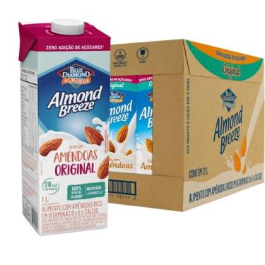 Imagem de Kit 12 Bebida de Amendoa Almond Breeze Original Zero Açucar 1L