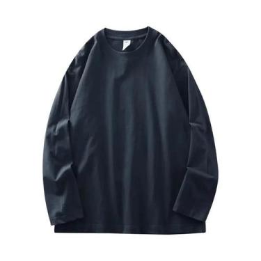 Imagem de Camisetas Masculinas De Manga Longa Em Algodão Primavera 2025 Cores Só
