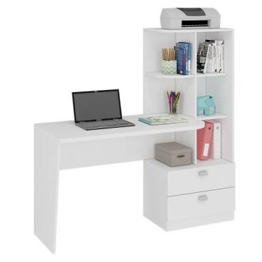 Imagem de Escrivaninha Elisa com Estante e 2 Gavetas - Permóbili, Branco