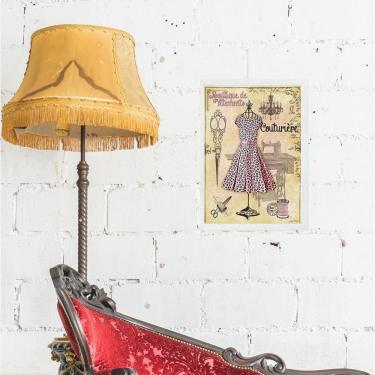 Imagem de Quadro Vintage Moda Vestido Manequim 33X24Cm
