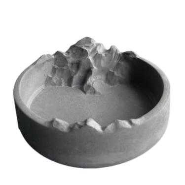 Imagem de Porta-cinzas Cinzeiro de cimento, cinzeiro pequeno pico montanha, branco redondo e simples, cigarro, charuto, sala estar doméstica, mesa centro, quarto, decoração jantar(Gray)