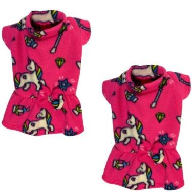 Imagem de Kit 2 Roupas De Inverno Para Cães E Gatos - Vestido Rosa G - Nica pet