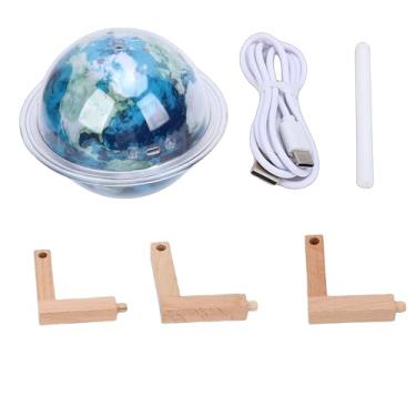 Imagem de Fafeicy Umidificador de Lâmpada de Terra Com Suporte de Madeira 330ml, 3 Modos de Cores, Umidificador de Mesa USB para Decoração de Casa e Quarto e Luz Noturna