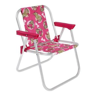 Imagem de Cadeira de Praia Infantil Barbie Rosa Bel Dobravel Aluminio 25210