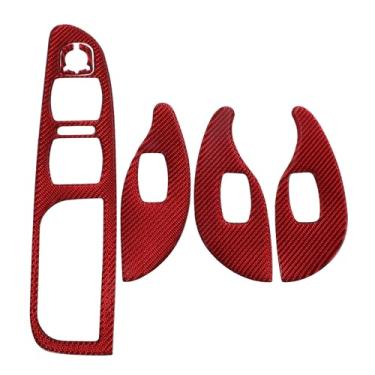 Imagem de REPAIROCK Tampa do painel de interruptor de elevação de janela para Volkswagen Passat B6 2006-2011 Botão de controle da janela da porta do carro dianteiro traseiro acessórios interiores fibra de