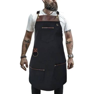 Imagem de Avental Cozinheiro Churrasqueiro Restaurante Barista Couro C