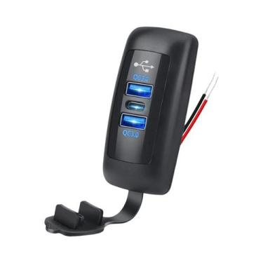 Imagem de Tomada USB 12V Para RV Tipo-C PD3.0 Com Dupla Saída QC3.0, Adaptador D