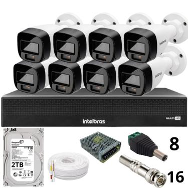 Imagem de Kit 8 Câmeras Intelbras 1120b Full Color Dvr Mhdx 1016-c Intelbras Com Detecção De Movimentos Hd 2Tb