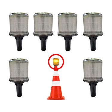 Imagem de Sinalizador Viario Solar Kit 6 Uni  Aviso Rua Cone Rodovia Atencao Emergencia Obra Acidente