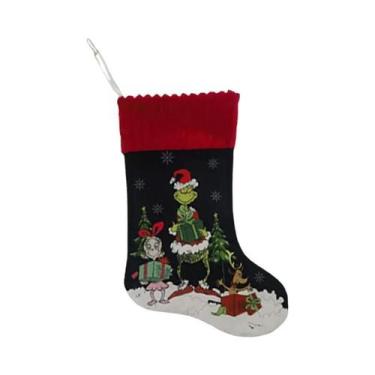 Imagem de Meia De Natal Do Grinch, Monstro Verde De Desenho Animado, Enfeite Pen