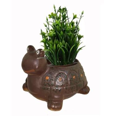 Imagem de zmgmsmh Vaso de plantas suculentas de cerâmica, cacto, vaso de flores, vaso de flores, com orifício de drenagem, casa, escritório, ideia de presente de jardim, vaso de flores em forma de animal, vaso