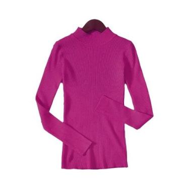 Imagem de Suéter De Gola Alta Em Cashmere Macio Para Mulheres, Tricô Básico Sóli