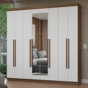 Imagem de Guarda-roupa Casal 8 Portas Batentes Com Espelho Netuno Madesa Rustic/branco