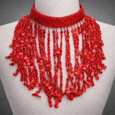 Imagem de Colar de Paetê Carnaval Bloquinho - Studio Das Festas, Vermelho